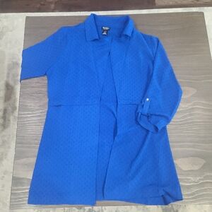 Soho Vibrant Blue Textured Chiffon Blazer